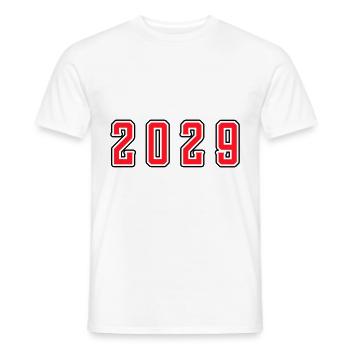Anniversaire de l’année 2029 - T-shirt homme - blanc - Devant - AI Model Male 178 dark (178cm)
