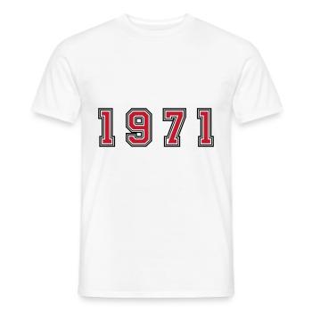 1971 year number - Men's T-Shirt - white - Front - AI Model Male 178 dark (178cm)