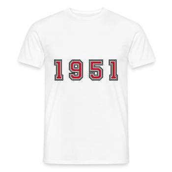 1951 year number - Men's T-Shirt - white - Front - AI Model Male 178 dark (178cm)
