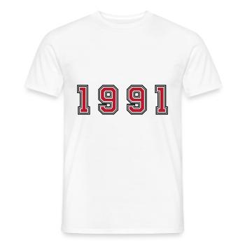 1991 year number - Men's T-Shirt - white - Front - AI Model Male 178 dark (178cm)