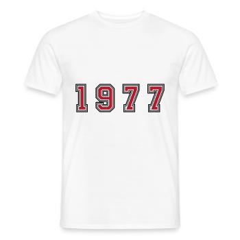 Numéro de l’année 1977 - T-shirt homme - blanc - Devant - AI Model Male 178 dark (178cm)