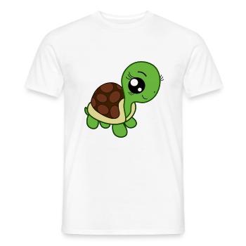 Illustration Turtle Girl Style Chibi Eyes Kawaii - Men's T-Shirt - white - Front - AI Model Male 178 dark (178cm)