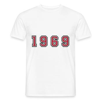 1969 year number - Men's T-Shirt - white - Front - AI Model Male 178 dark (178cm)