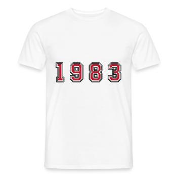 1983 year number - Men's T-Shirt - white - Front - AI Model Male 178 dark (178cm)