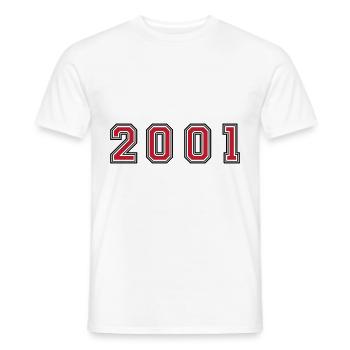 Numéro de l’année 2001 - T-shirt homme - blanc - Devant - AI Model Male 178 dark (178cm)