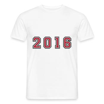 2016 year number - Men's T-Shirt - white - Front - AI Model Male 178 dark (178cm)