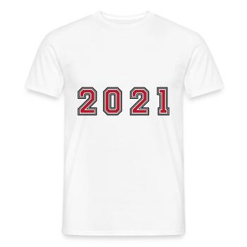 2021 year number - Men's T-Shirt - white - Front - AI Model Male 178 dark (178cm)