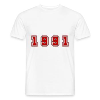 1991 Year Number - Men's T-Shirt - white - Front - AI Model Male 178 dark (178cm)