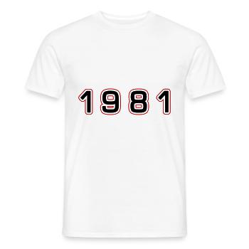 Numéro de l’année 1981 - T-shirt homme - blanc - Devant - AI Model Male 178 dark (178cm)