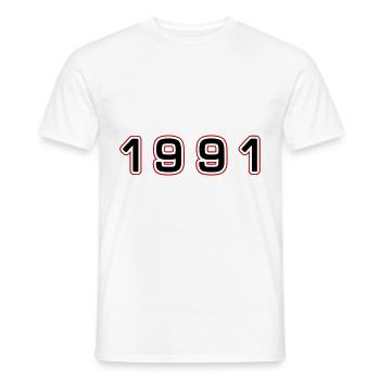 1991 Year Number - Men's T-Shirt - white - Front - AI Model Male 178 dark (178cm)