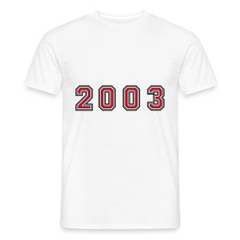 2003 Year Number - Men's T-Shirt - white - Front - AI Model Male 178 dark (178cm)