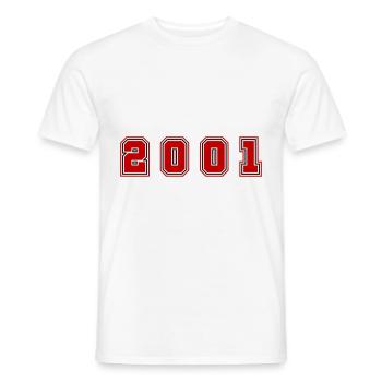 Numéro de l’année 2001 - T-shirt homme - blanc - Devant - AI Model Male 178 dark (178cm)