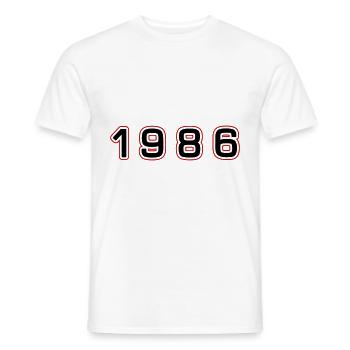 Numéro de l’année 1986 - T-shirt homme - blanc - Devant - AI Model Male 178 dark (178cm)
