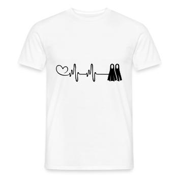 Nageoires de plongée à cœur pulsé - T-shirt homme - blanc - Devant - AI Model Male 178 dark (178cm)