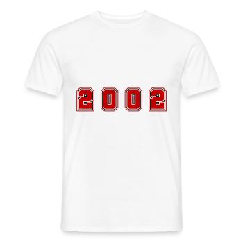 Numéro de l’année 2002 - T-shirt homme - blanc - Devant - AI Model Male 178 dark (178cm)