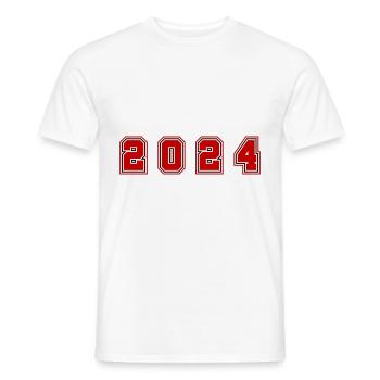 2024 year number - Men's T-Shirt - white - Front - AI Model Male 178 dark (178cm)