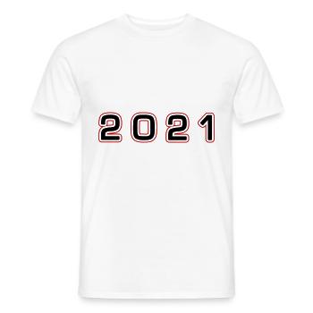 2021 year number - Men's T-Shirt - white - Front - AI Model Male 178 dark (178cm)