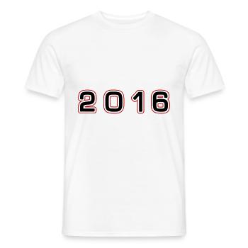 2016 year number - Men's T-Shirt - white - Front - AI Model Male 178 dark (178cm)