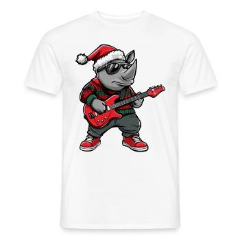 Nashorn Weihnachten Rocker Gitarre - Männer T-Shirt - Weiß - Vorne - AI Model Male 178 dark (178cm)