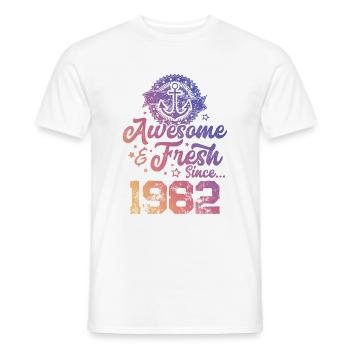 1982 génial frais - T-shirt homme - blanc - Devant - AI Model Male 178 dark (178cm)