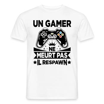 Un Gamer Ne Meurt Pas Il Respawn Cadeau Gamer - T-shirt homme - blanc - Devant - AI Model Male 178 dark (178cm)