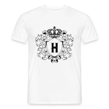 H Buchstabe Wappen - Männer T-Shirt - Weiß - Vorne - AI Model Male 178 dark (178cm)
