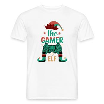 Das Gamer Elf Lustiges Retro Weihnachten T-Shirt Design - Männer T-Shirt - Weiß - Vorne - AI Model Male 178 dark (178cm)