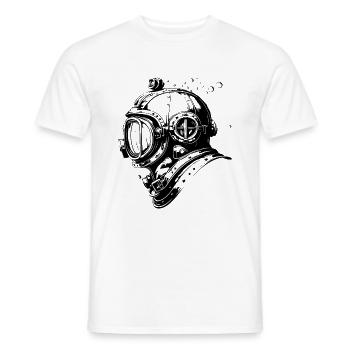 Diving Helmet Diving Apnea Vintage - Men's T-Shirt - white - Front - AI Model Male 178 dark (178cm)