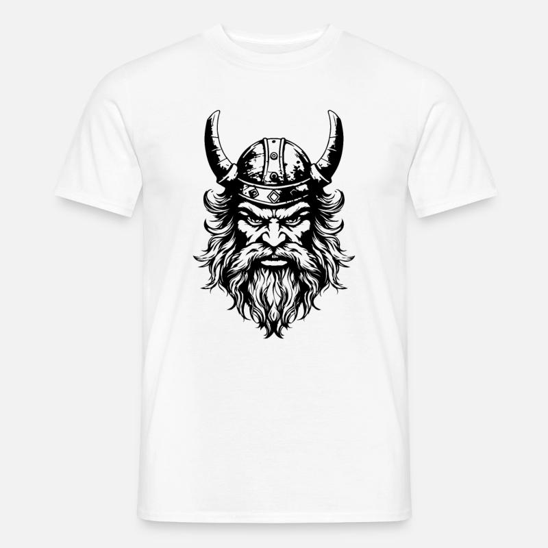 Wikinger Kopf Helm - Männer T-Shirt - Weiß