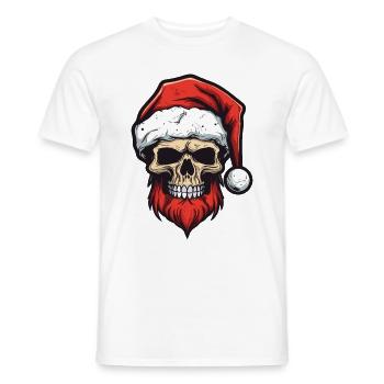 Santa Claus Skull - Men's T-Shirt - white - Front - AI Model Male 178 dark (178cm)