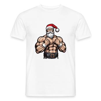 Santa Claus Gym Workout Santa Muscles - Men's T-Shirt - white - Front - AI Model Male 178 dark (178cm)