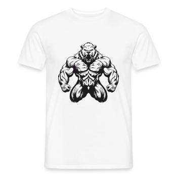 Ours Grizzly Musculation Muscles - T-shirt homme - blanc - Devant - AI Model Male 178 dark (178cm)
