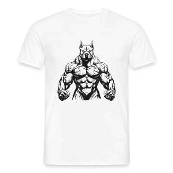 Gymnase d’entraînement des muscles du chien - T-shirt homme - blanc - Devant - AI Model Male 178 dark (178cm)