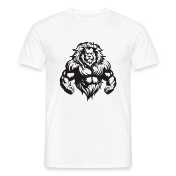 Löwe Muskeln Gym Bodybuilding - Männer T-Shirt - Weiß - Vorne - AI Model Male 178 dark (178cm)