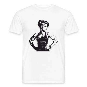 Femme Muscles Musculation Fitness Gym - T-shirt homme - blanc - Devant - AI Model Male 178 dark (178cm)