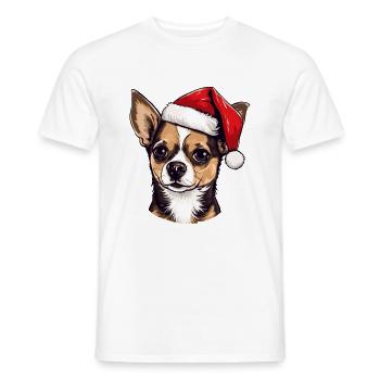 Portrait de Noël tête de chien chihuahua - T-shirt homme - blanc - Devant - AI Model Male 178 dark (178cm)