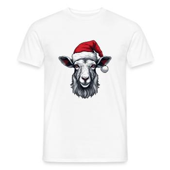 Goat Head Christmas Portrait - Men's T-Shirt - white - Front - AI Model Male 178 dark (178cm)