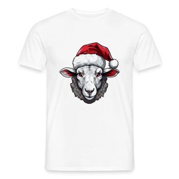 Sheep Head Lamb Christmas Portrait - Men's T-Shirt - white - Front - AI Model Male 178 dark (178cm)