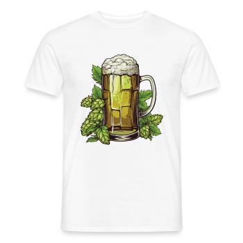 Verre à bière Houblon Bière - T-shirt homme - blanc - Devant - AI Model Male 178 dark (178cm)