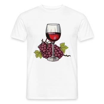 Wine Glass Grapes Wine - Men's T-Shirt - white - Front - AI Model Male 178 dark (178cm)