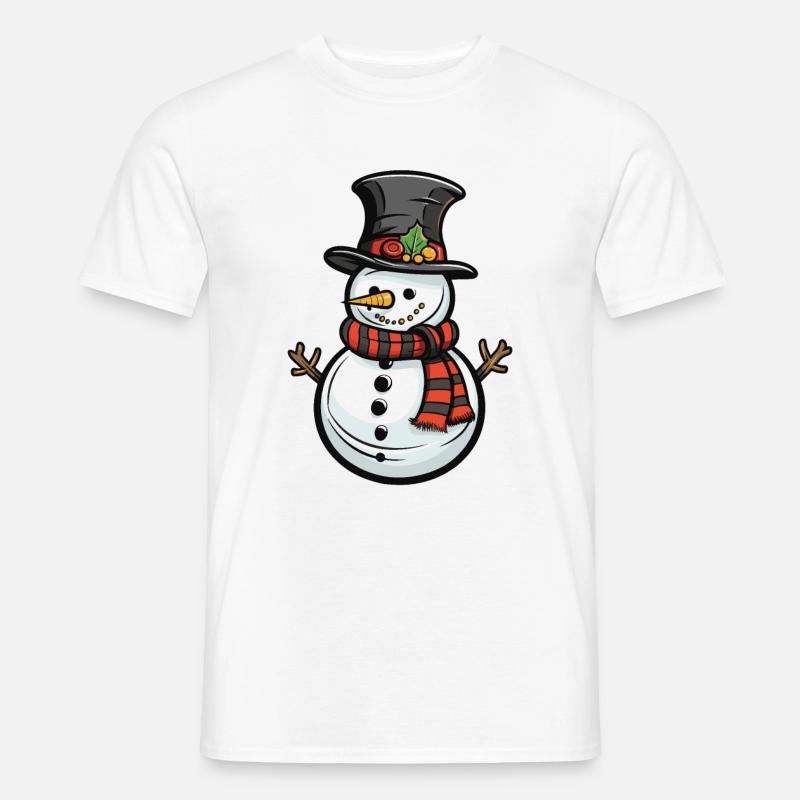 Schneemann Winter Comic - Männer T-Shirt - Weiß