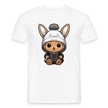 Lapin Animal Bébé Bande Dessinée Hiver - T-shirt homme - blanc - Devant - AI Model Male 178 dark (178cm)