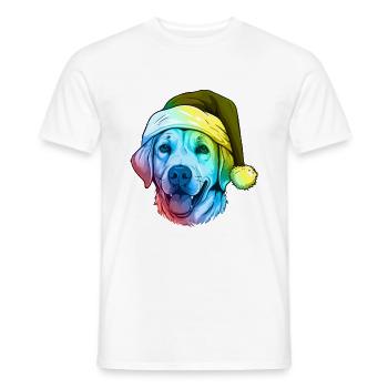 Labrador Hund Kopf Weihnachten Portät Bunt - Männer T-Shirt - Weiß - Vorne - AI Model Male 178 dark (178cm)