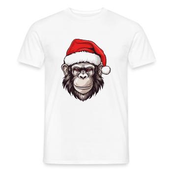 Monkey Head Christmas Portrait - Men's T-Shirt - white - Front - AI Model Male 178 dark (178cm)