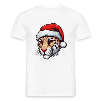 Portrait de Noël tête de guépard - T-shirt homme - blanc - Devant - AI Model Male 178 dark (178cm)