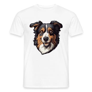 Border Collie Dog Head - Men's T-Shirt - white - Front - AI Model Male 178 dark (178cm)