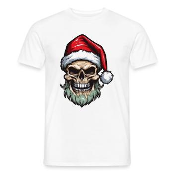Santa Claus Skull - Men's T-Shirt - white - Front - AI Model Male 178 dark (178cm)