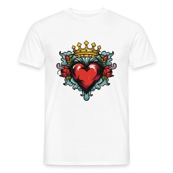 Couronne de coeur amour - T-shirt homme - blanc - Devant - AI Model Male 178 dark (178cm)