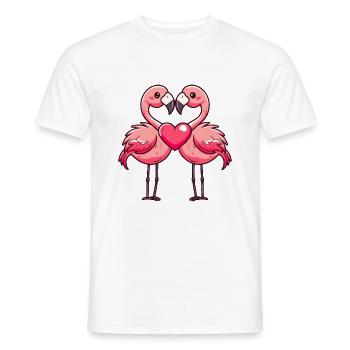 Flamingo Paar Liebe Couple Verliebt - Männer T-Shirt - Weiß - Vorne - AI Model Male 178 dark (178cm)