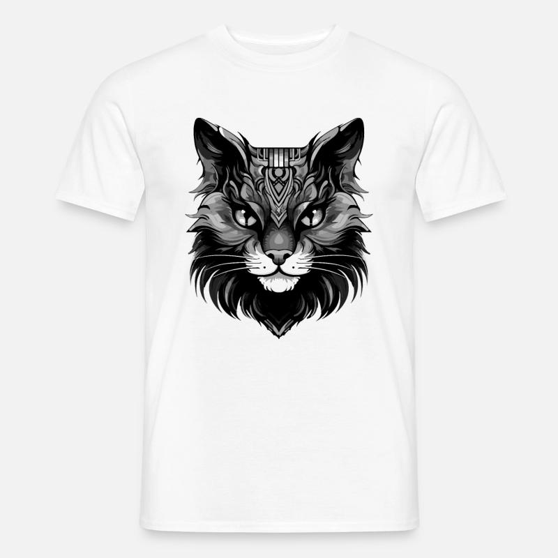 Katze Tier Kopf - Männer T-Shirt - Weiß